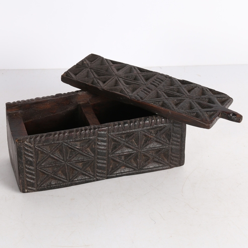 49 - A 20TH CENTURY AFRICAN HARDWOOD SPICE BOX, POSSIBLY SWAHILI. A 20th century African hardwood spice b... 