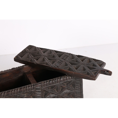 49 - A 20TH CENTURY AFRICAN HARDWOOD SPICE BOX, POSSIBLY SWAHILI. A 20th century African hardwood spice b... 