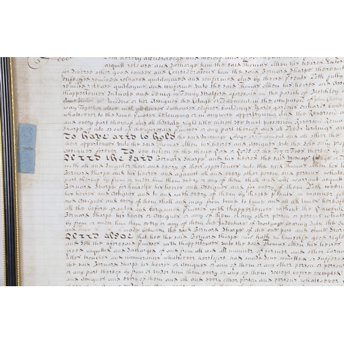 62 - A WILLIAM III LINCOLNSHIRE VELLUM INDENTURE, CIRCA 1700. This indenture on the first day in July in ... 