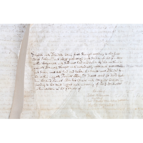 62 - A WILLIAM III LINCOLNSHIRE VELLUM INDENTURE, CIRCA 1700. This indenture on the first day in July in ... 