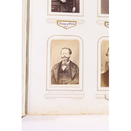 63 - A GOOD VICTORIAN CARTE DE VISITE PHOTOGRAPH ALBUM. The album with a purple tooled binding containing... 