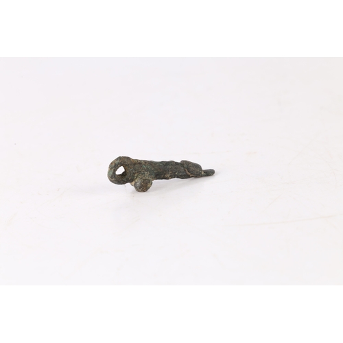 7 - A RARE ROMAN 3RD CENTURY AD BRONZE PENDANT PHALLIC. Looped and with a tongue protruding, 5cm long.
F... 