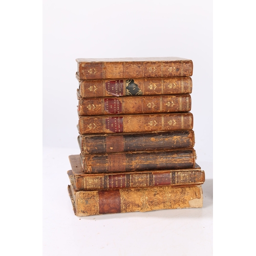 72 - A COLLECTION OF 18TH AND 19TH CENTURY LEATHER BOUND BOOKS. A collection of 18th and 19th century lea... 