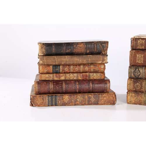 82 - A COLLECTION OF 18TH AND 19TH CENTURY LEATHER BOUND BOOKS. A collection of 18th and 19th century lea... 