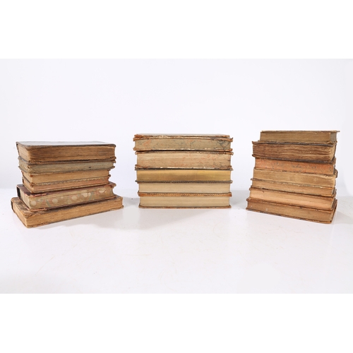 82 - A COLLECTION OF 18TH AND 19TH CENTURY LEATHER BOUND BOOKS. A collection of 18th and 19th century lea... 