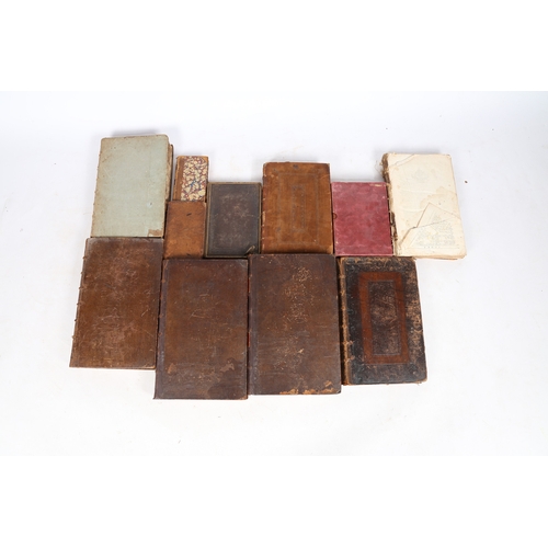 90 - A COLLECTION OF 18TH AND 19TH CENTURY LEATHER BOUND BOOKS. A collection of 18th and 19th century lea... 