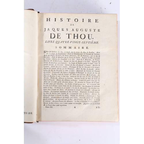 91 - HISTOIRE UNIVERSSELLE DE JAQUES-AUGUSTE DE THOU AVECC SUITE PAR NICOLAS RIGAULT LES MEMOIRES DE LA V... 