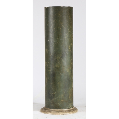 100 - A SIMULATED MARBLE PEDESTAL. the green veined paint effect cylindrical column on a circular foot, 10... 