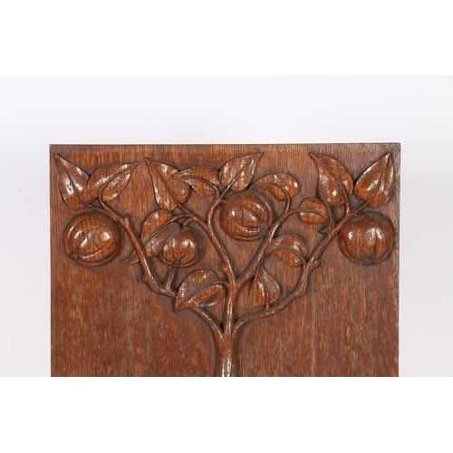 108 - A 19TH CENTURY OAK PANEL. carved with depiction of a fruiting pomegranate tree, 34cm wide, 45cm high... 