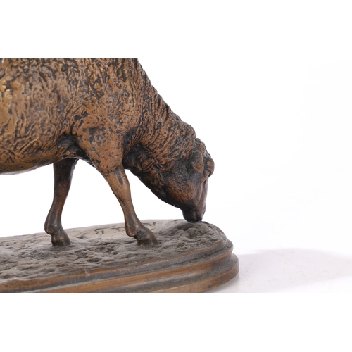 82 - AFTER ROSA BONHEUR, 'MOUTON BROUTANT' (GRAZING SHEEP). a bronze with brown patina, signed 'Rosa B',
... 