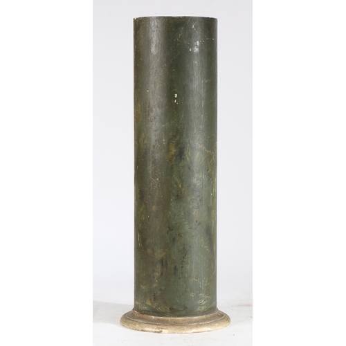 100 - A SIMULATED MARBLE PEDESTAL. the green veined paint effect cylindrical column on a circular foot, 10... 