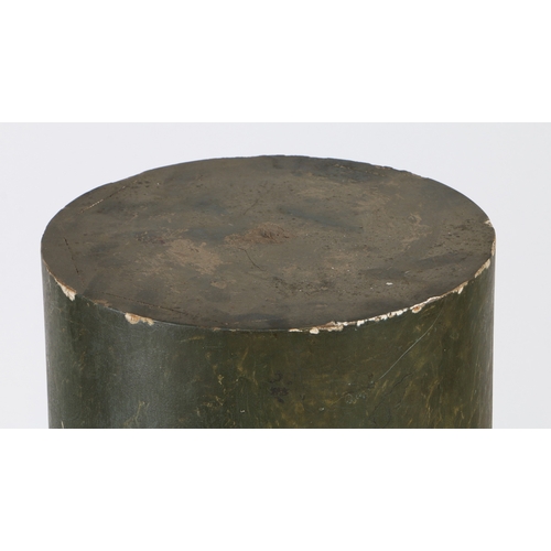 100 - A SIMULATED MARBLE PEDESTAL. the green veined paint effect cylindrical column on a circular foot, 10... 