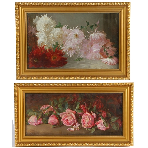 174 - GERTRUDE E W OFFORD (BRITISH, FL. 1880-1950) ROSES & CHRYSANTHEMUMS. Gertrude E W Offord (British, f... 