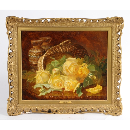 199 - ELOISE HARRIET STANNARD (BRITISH,1829-1915) STILL LIFE STUDY OF YELLOW ROSES. Eloise Harriet Stannar... 