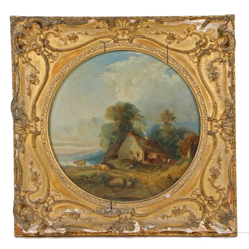 202 - ATTRIBUTED TO SAMUEL DAVID COLKETT (BRITISH, 1806-1863) CATTLE AND FIGURE BEFORE A COTTAGE. Attribut... 