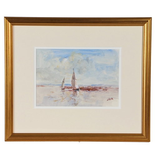 216 - JACK COX (BRITISH, 1914-2007) SAILING BOATS IN A NORTH NORFOLK ESTUARY. (d) Jack Cox (British, 1914-... 