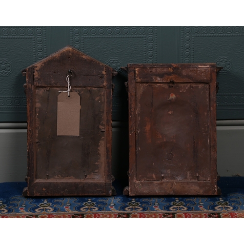 25 - A NEAR PAIR OF 16TH CENTURY STYLE PLASTER PANELS. Housed within tabernacle frames, depicting profile... 