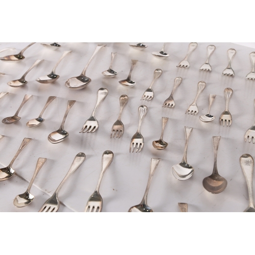 256 - A CANTEEN OF GEORGE II AND LATER SILVER CUTLERY. various dates and makers, all with beaded handles e... 