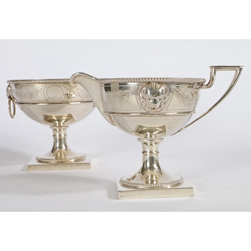 273 - A REGENCY STYLE SILVER SUGAR BOWL AND CREAM JUG. J.TOSTRUP, OSLO 1914, 403 GRAMS, 19CM HIGH. A Regen... 