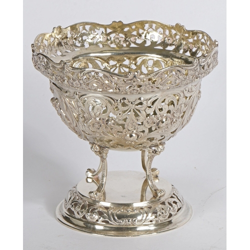 279 - A HIGHLY DECORATIVE GERMAN SILVER RAISED PEDESTAL BONBON DISH. A highly decorative German silver rai... 