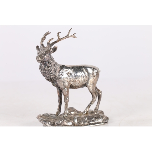 295 - A 19TH CENTURY 'WMF' SILVER PLATED MODEL OF A STAG. A 19th century 'WMF' silver plated model of a st... 