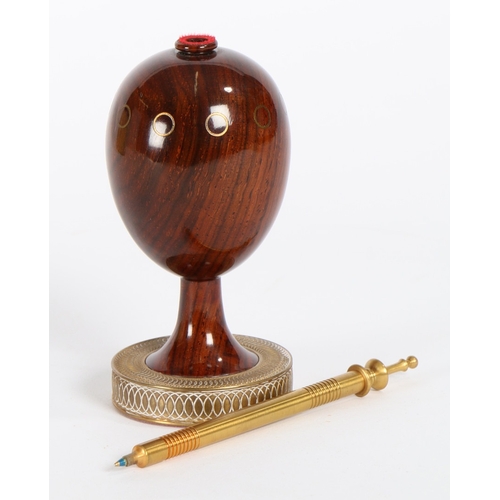 306 - THEO FABERGE COCOBOLO WOOD ''SCRIBES EGG''. Theo Faberge Cocobolo wood ''Scribes Egg'' limited editi... 