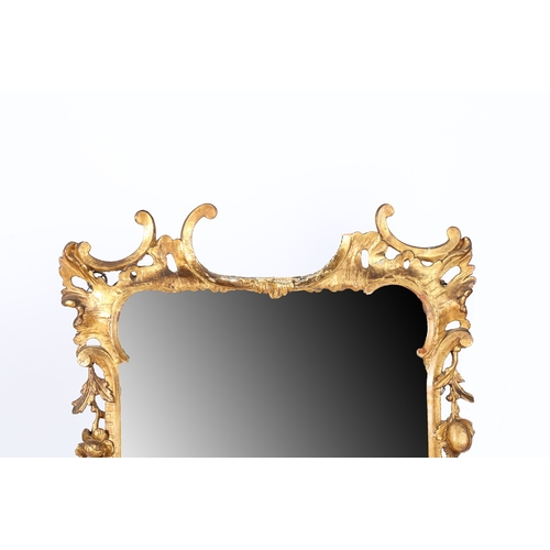 334 - A GEORGE III GILDED WALL MIRROR. the pediment depicting an ostrich type bird with snake in it's beak... 