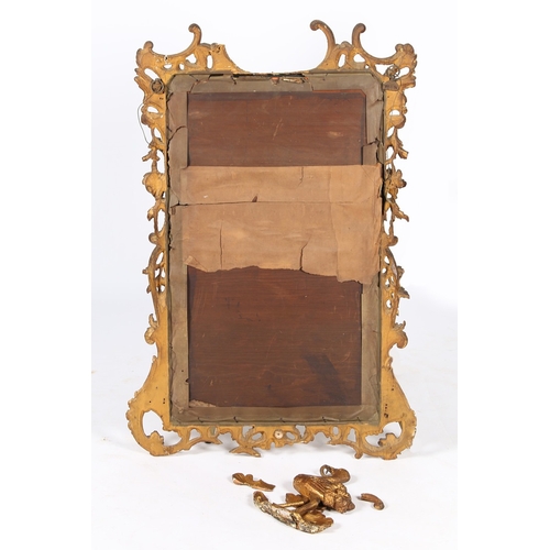 334 - A GEORGE III GILDED WALL MIRROR. the pediment depicting an ostrich type bird with snake in it's beak... 