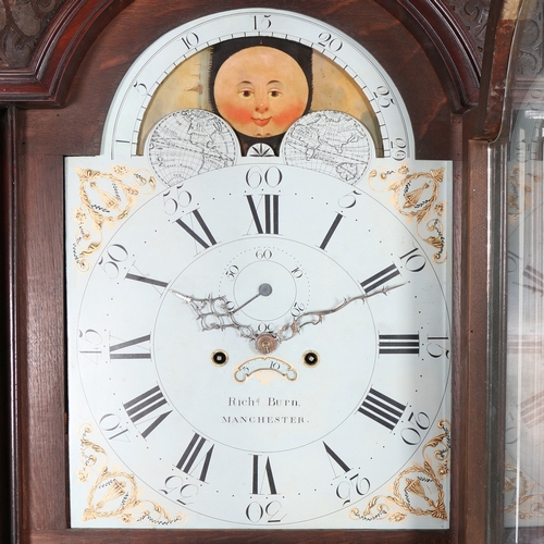 338 - A MID 19TH CENTURY MAHOGANY 8 DAY LONGCASE CLOCK WITH MOON PHASES - RICHD BURN, MANCHESTER. A Mid 19... 