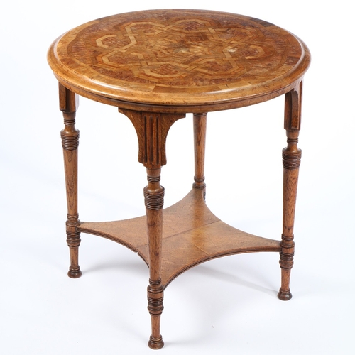 350 - A 19TH CENTURY NEW ZEALAND SPECIMEN PARQUETRY CIRCULAR OCCASIONAL TABLE. The geometric inlaid top by... 