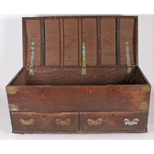 363 - A LARGE LATE 18TH/19TH CENTURY MAHOGANY AND BRASS BOUND MARRIAGE TRUNK. A large late 18th/19th centu... 