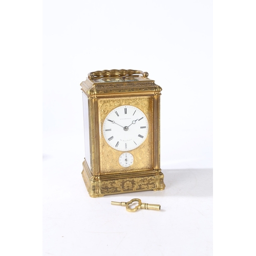 376 - A LATE 19TH CENTURY FRENCH PETIT SONNERIE CARRIAGE CLOCK WITH PUSH REPEAT & ALARM. THE MOVEMENT SIGN... 