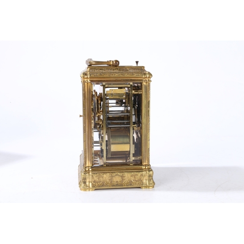 376 - A LATE 19TH CENTURY FRENCH PETIT SONNERIE CARRIAGE CLOCK WITH PUSH REPEAT & ALARM. THE MOVEMENT SIGN... 