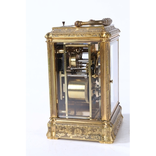 376 - A LATE 19TH CENTURY FRENCH PETIT SONNERIE CARRIAGE CLOCK WITH PUSH REPEAT & ALARM. THE MOVEMENT SIGN... 