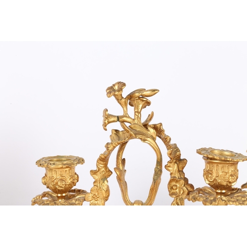 377 - A PAIR OF LATE 19TH CENTURY FRENCH ORMOLU CANDLESTICKS. A pair of late 19th century French ormolu ca... 