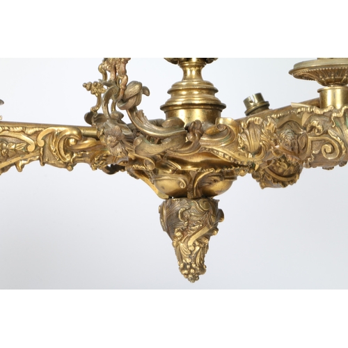 381 - A REGENCY GILT BRASS THREE LIGHT COLZA CHANDELIER. A Regency gilt brass three light colza chandelier... 