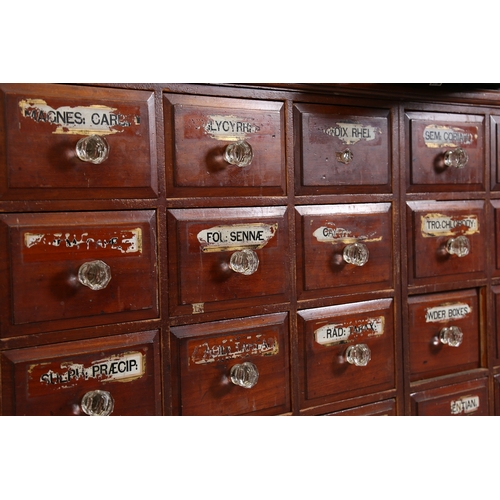 385 - A VICTORIAN AND LATER APOTHECARY CABINET. the open top section with four shelves centred by a reeded... 