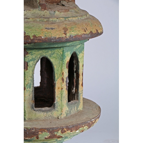 42 - A PAIR OF RAILWAY SIGNAL FINIALS. the pointed tapering tops above arch pierced octagonal centres and... 