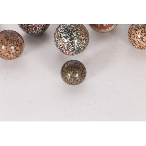 59 - A COLLECTION OF MARBLE AND STONE SPHERES. various sizes and styles, the largest 11cm diameter approx... 