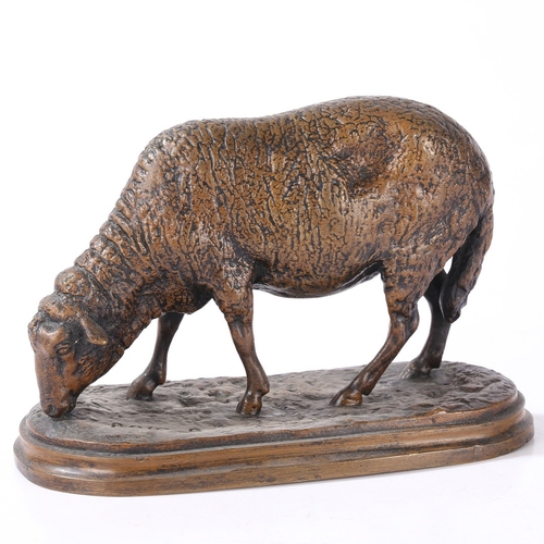 82 - AFTER ROSA BONHEUR, 'MOUTON BROUTANT' (GRAZING SHEEP). a bronze with brown patina, signed 'Rosa B',
... 