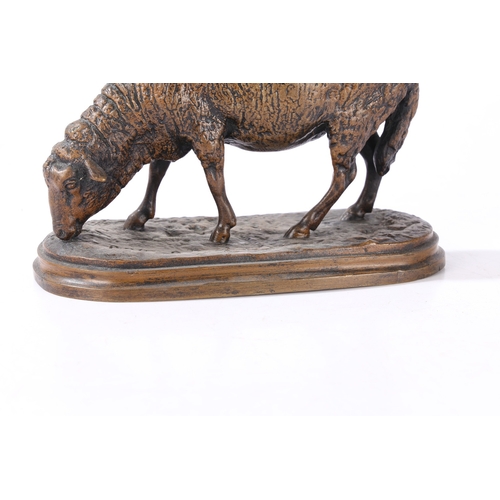 82 - AFTER ROSA BONHEUR, 'MOUTON BROUTANT' (GRAZING SHEEP). a bronze with brown patina, signed 'Rosa B',
... 