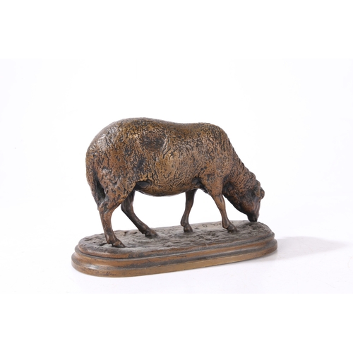 82 - AFTER ROSA BONHEUR, 'MOUTON BROUTANT' (GRAZING SHEEP). a bronze with brown patina, signed 'Rosa B',
... 