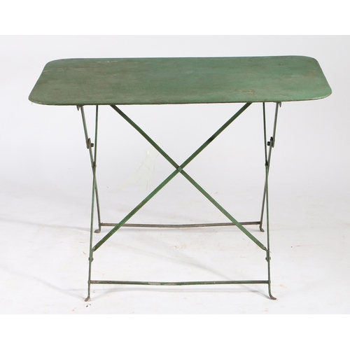 99 - A FRENCH BISTRO TYPE FOLDING TABLE. the rectangular top on a folding frame, 98.5cm wide, 60.5cm deep... 