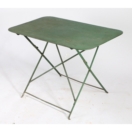 99 - A FRENCH BISTRO TYPE FOLDING TABLE. the rectangular top on a folding frame, 98.5cm wide, 60.5cm deep... 