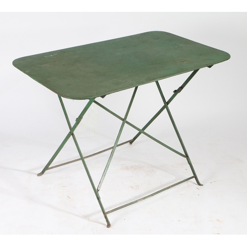 99 - A FRENCH BISTRO TYPE FOLDING TABLE. the rectangular top on a folding frame, 98.5cm wide, 60.5cm deep... 