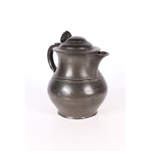 121 - AN EASY 19TH CENTURY OEWS GALLON ALE JUG, ENGLISH, CIRCA 1830. Having a bulbous body with fillet bel... 