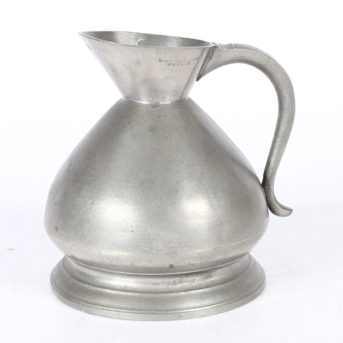 122 - AN UNCOMMON LATE 19TH CENTURY PEWTER BIRMINGHAM MADE SO-CALLED WEST COUNTRY MEASURE, QUART CAPACITY.... 