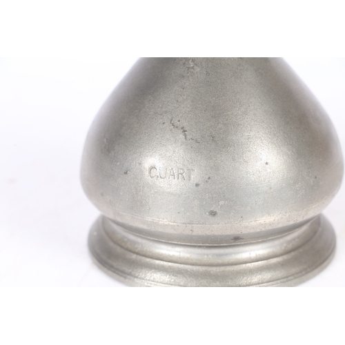 122 - AN UNCOMMON LATE 19TH CENTURY PEWTER BIRMINGHAM MADE SO-CALLED WEST COUNTRY MEASURE, QUART CAPACITY.... 