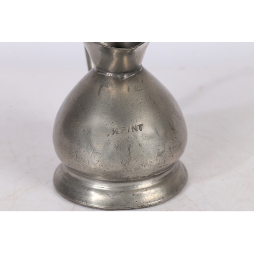 125 - AN UNCOMMON LATE 19TH CENTURY PEWTER BIRMINGHAM MADE SO-CALLED WEST COUNTRY MEASURE, HALF-PINT CAPAC... 