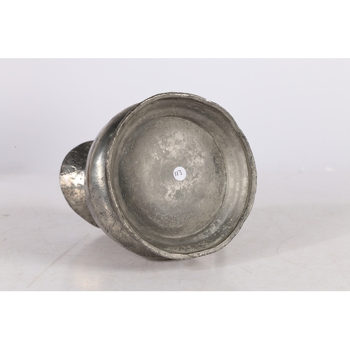 133 - AN UNCOMMON LATE 19TH CENTURY PEWTER BIRMINGHAM MADE SO-CALLED WEST COUNTRY MEASURE, PINT CAPACITY. ... 